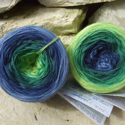 100% Schurwolle Merino extrafein Bobbel gefachter Farbverlauf Wolke 7 Waldgeister 4-fädig