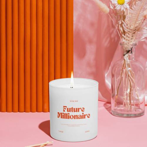 Duftkerze im Glas Future Millionaire, Geschenk für Freunde, Rapswachs Kerze, Positive Affirmation, Manifestieren