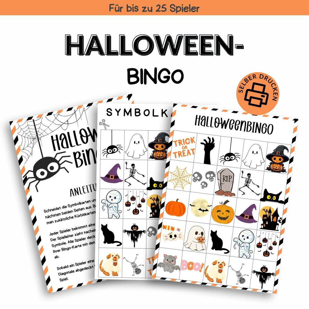 Halloween Bingo zum Ausdrucken – Gruseliges Bingo-Spiel für Kinder & Erwachsene – PDF Download Bild 1