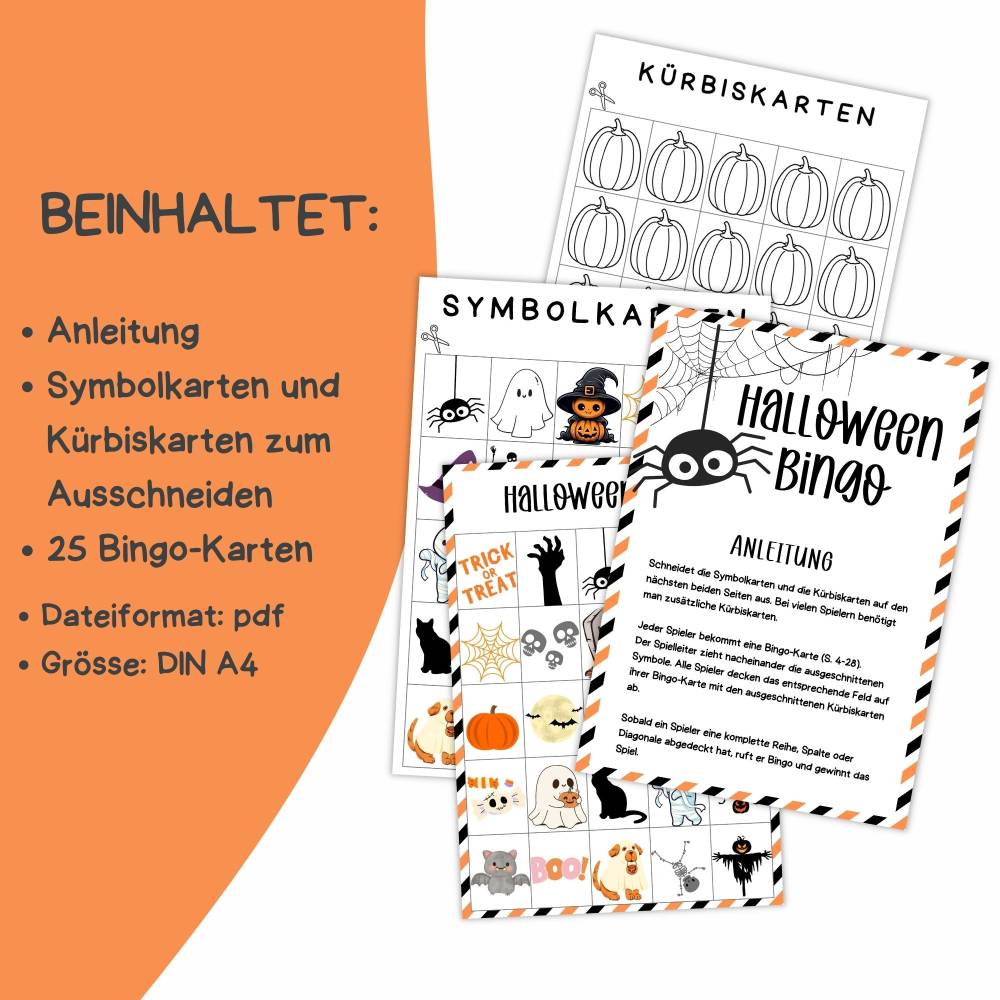 Halloween Bingo zum Ausdrucken – Gruseliges Bingo-Spiel für Kinder & Erwachsene – PDF Download Bild 2