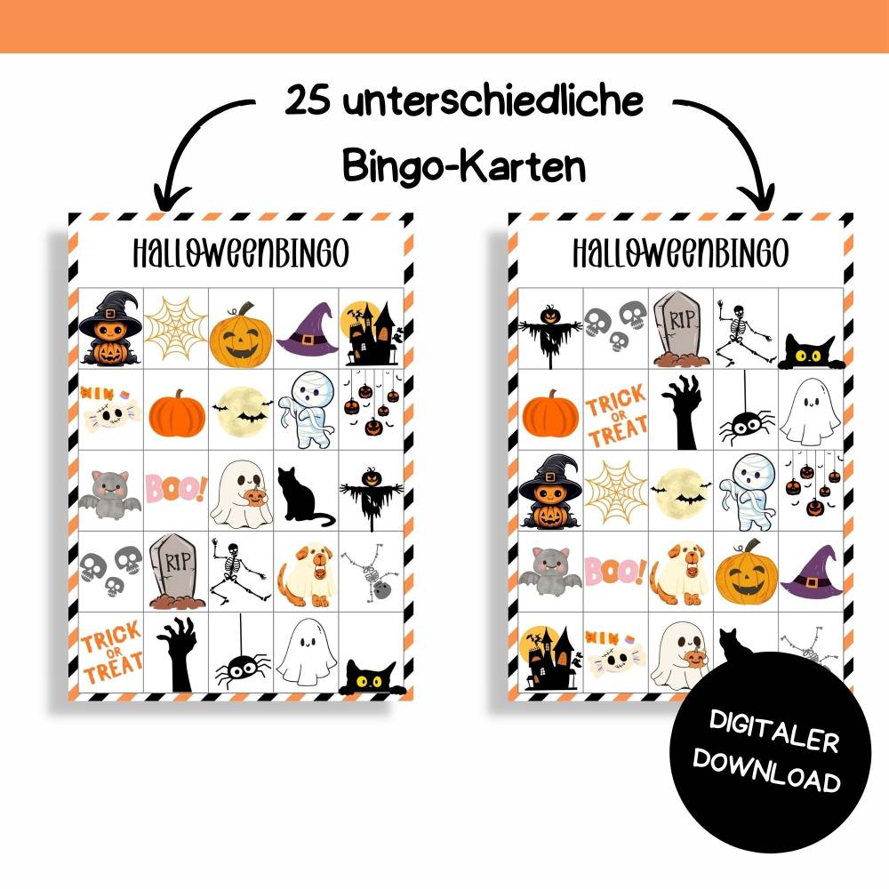 Halloween Bingo zum Ausdrucken – Gruseliges Bingo-Spiel für Kinder & Erwachsene – PDF Download Bild 3
