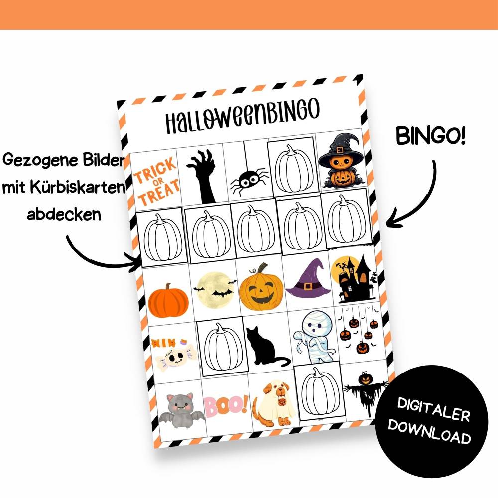 Halloween Bingo zum Ausdrucken – Gruseliges Bingo-Spiel für Kinder & Erwachsene – PDF Download Bild 7