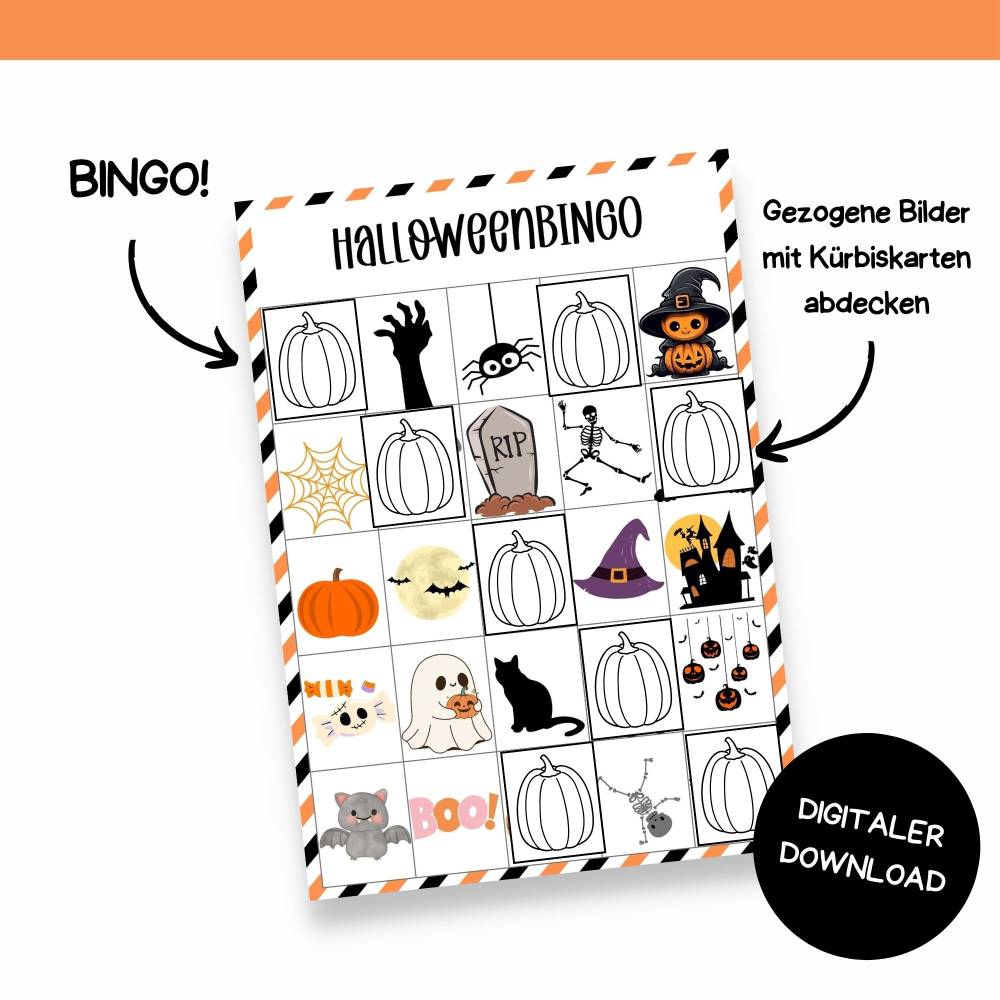 Halloween Bingo zum Ausdrucken – Gruseliges Bingo-Spiel für Kinder & Erwachsene – PDF Download Bild 9