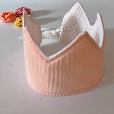Kinderkrone KORALLE  uni aus Musselin zum Geburtstag oder Verkleiden für Prinz und Prinzessin zimtblüte