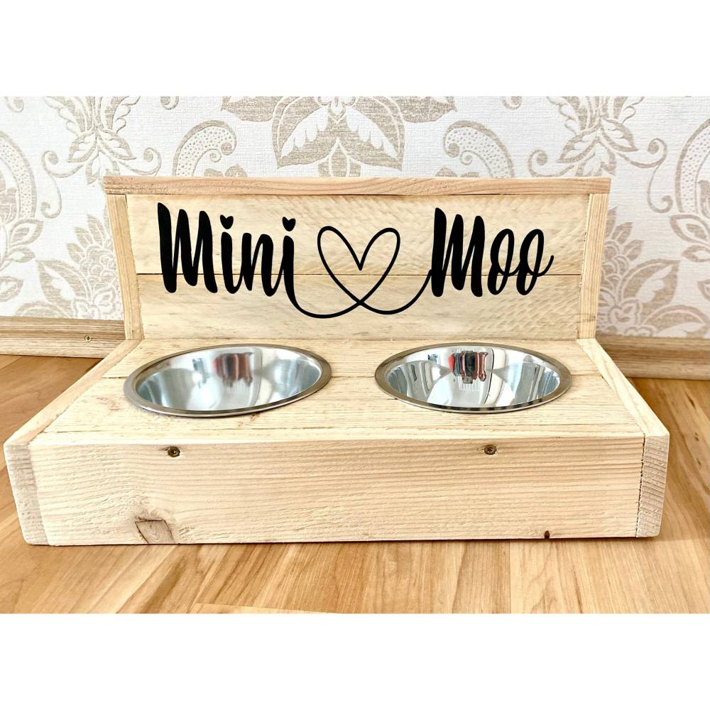 Futterstation, Hundebar, personalisierter Fressnapf, Hunde Futterstation  mit Namen, Vintage, Upcycling Look