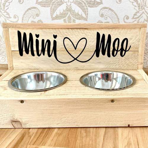 Futterstation, Hundebar, personalisierter Fressnapf, Hunde Futterstation mit Namen, Vintage, Upcycling Look