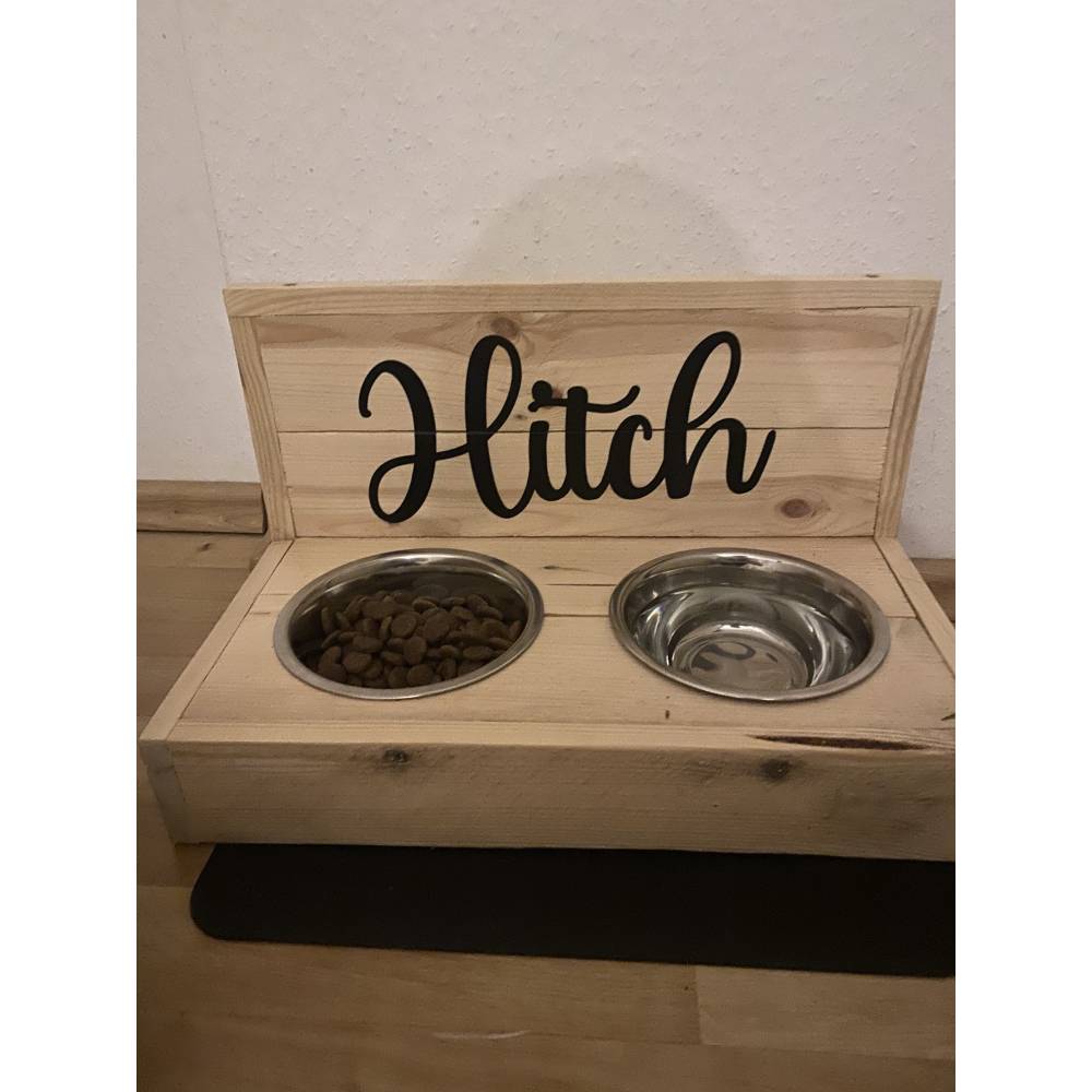Futterstation, Hundebar, personalisierter Fressnapf, Hunde Futterstation  mit Namen, Vintage, Upcycling Look