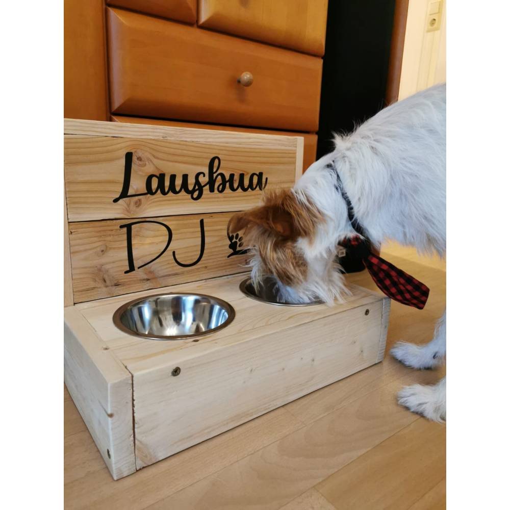 Futterstation, Hundebar, personalisierter Fressnapf, Hunde Futterstation  mit Namen, Vintage, Upcycling Look