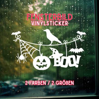 Fensterdeko Halloween Fensterbild Grusel Boo Sticker für Oktober Dekofenster Halloweenparty Fensteraufkleber Spooky Deko