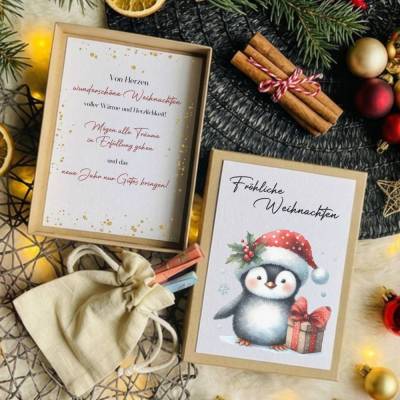 Handgemachte Geschenkverpackung zu Weihnachten für Geldgeschenk inklusive Weihnachtskarte in der Weihnachtsgeschenkbox