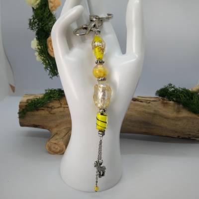 Designer Schlüsselanhänger "Afrika" mit gelben Glasdesigner Perlen
