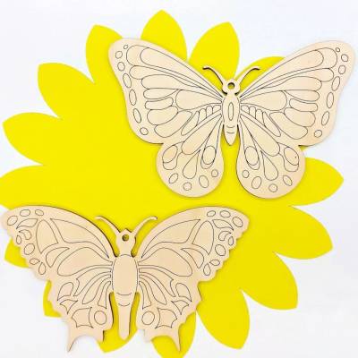 Schmetterling 2x aus Birkenholz zum Basteln Bastelzubehör Fensterdeko Wandschmuck  DIY
