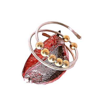 Kugelring Spinning-Ring Anti-Stress-Ring aus 925 Silber mit 7 vergoldeten Kugeln – Verstellbar