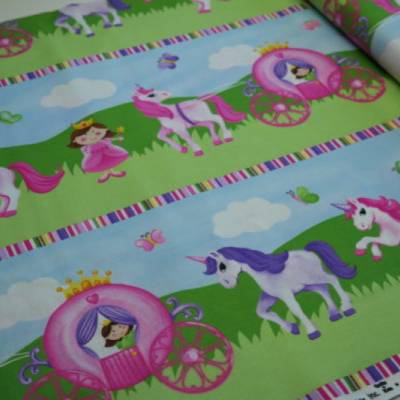 Reststück 2,2m Baumwolle Webware Patchwork Little Princess Prinzessin Einhörner