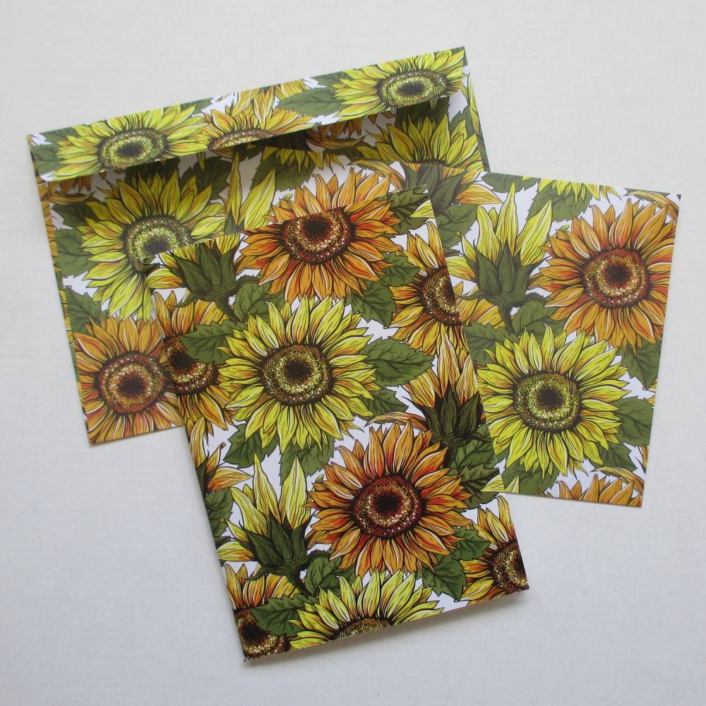 Notizheftchen Sonnenblumen mit passendem Briefumschlag, DIN A6 Notizheft blanko Bild 1
