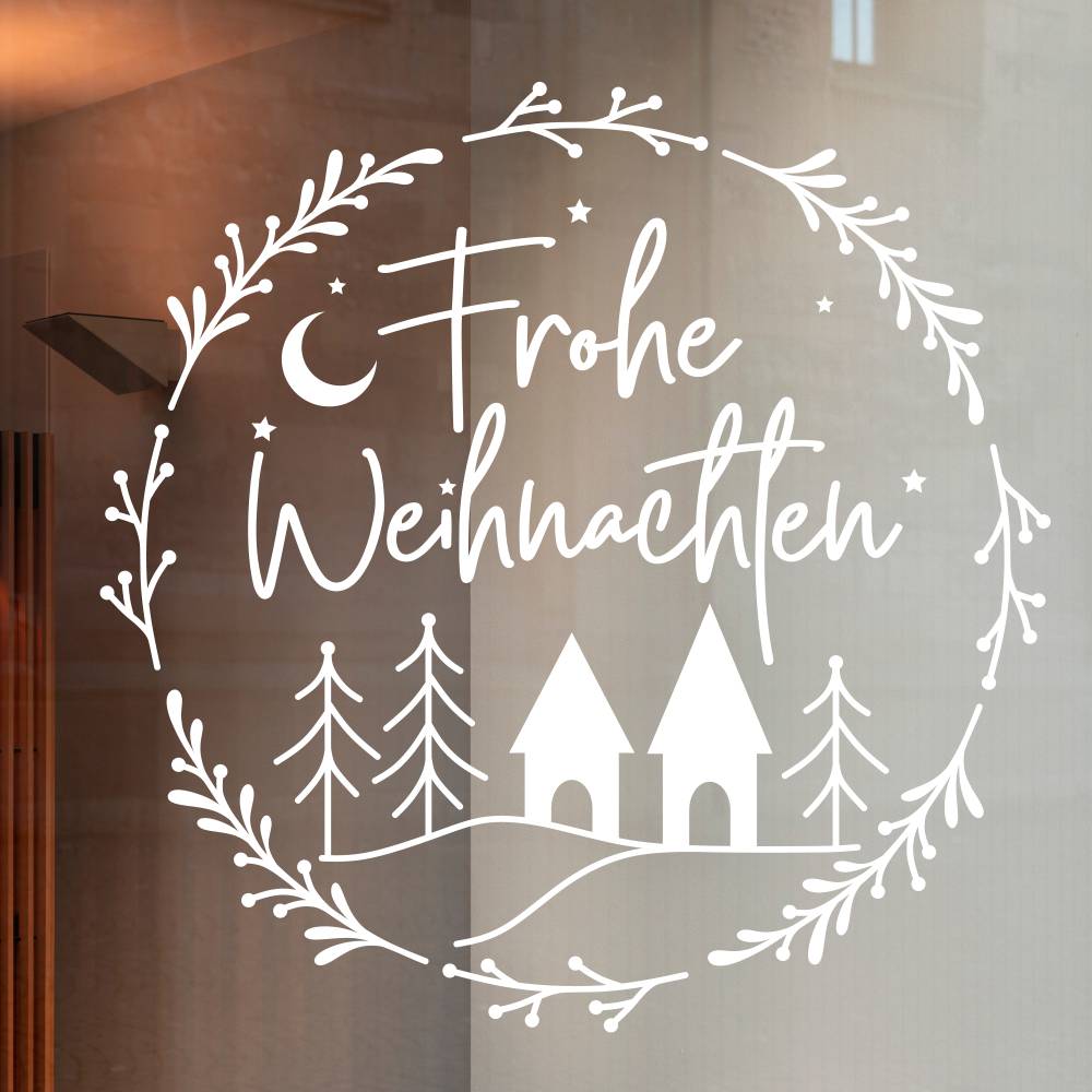 Fensterdeko Frohe Weihnachten Fensterbild Weihnachtsdekoration Sticker Kranz Advent Dekofenster 2 Farben 2 Größen minima