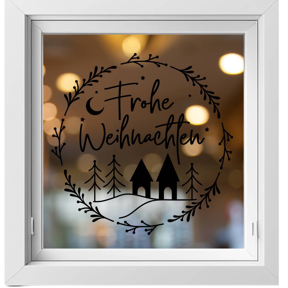 Fensterdeko Frohe Weihnachten Fensterbild Weihnachtsdekoration Sticker Kranz Advent Dekofenster 2 Farben 2 Größen minima