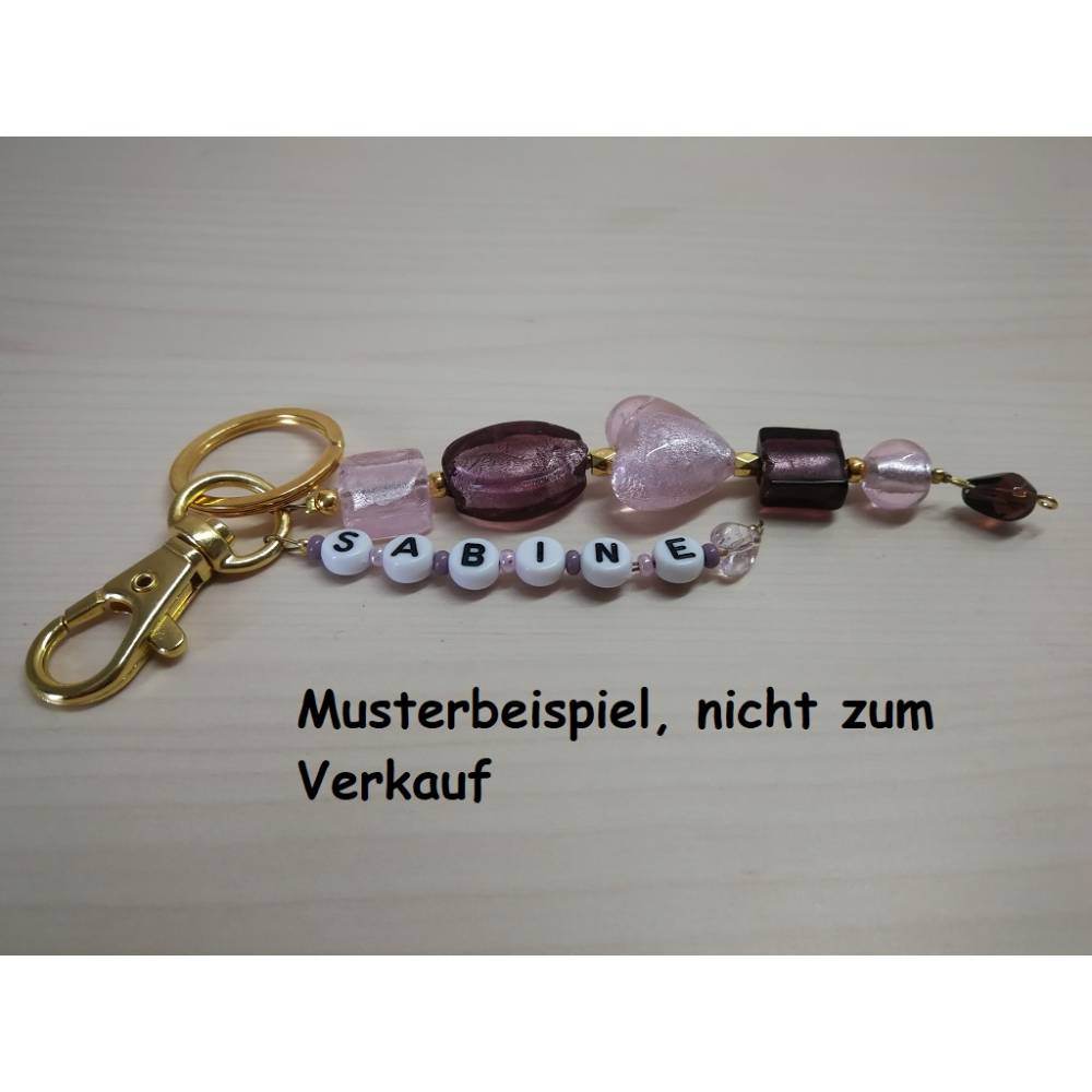 handgemachter Schlüsselanhänger aus Glasperlen - "karibische Nächte" Bild 5