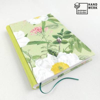 Notizbuch, Blüten Blumen, DIN A5, 150 Blatt, handgefertigt, Unikat, Bullet Journal