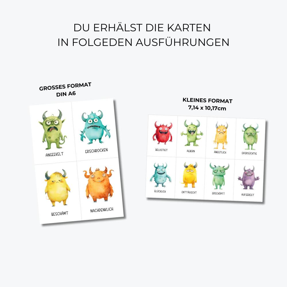 Monster Gefühlskarten Kinder, Gefühle Kinder, Montessori Lernkarten, Emotionskarten zum ausdrucken Bild 3