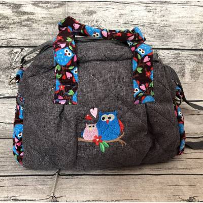 wunderschöne Handtasche  ~ Eulenreigen ~ Tasche KugelTasche Raumwunder
