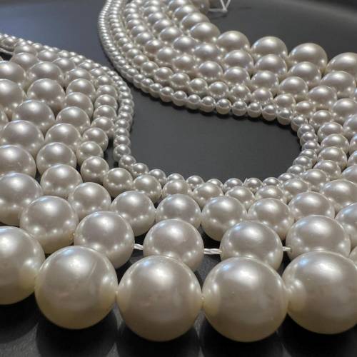 Muschelkern Kugeln, weiß, Strang, verschiedene Größen