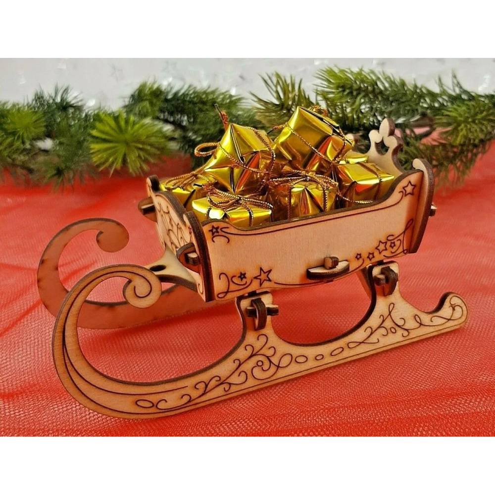 Schlitten Advent Weihnachten Deko Merry Christmas Holz