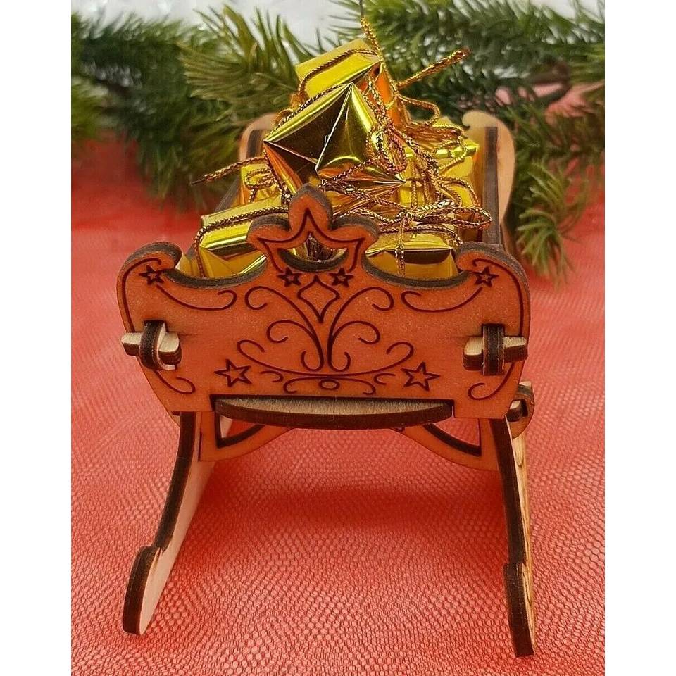 Schlitten Advent Weihnachten Deko Merry Christmas Holz