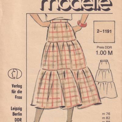 Schnittmusterbogen für einen Rock DDR Vintage aus den 1980er Jahren Neue Modelle 2-1191
