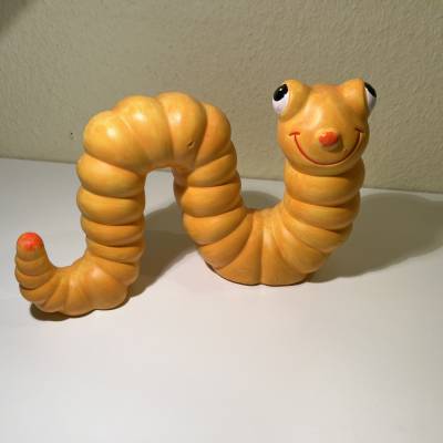 Lustige Raupe (Energie Wurm) für den Garten- 1 Figur  aus Keramik Handgemalt
