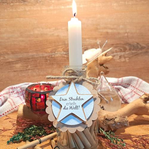 Adventskalender im Glas – 24 Lose mit motivierenden Sprüchen & Kerze – Geschenkidee