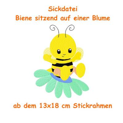 Stickdatei Biene 13x18 mit Blume stickmotiv stickmuster bienen frühling spring honig blumen