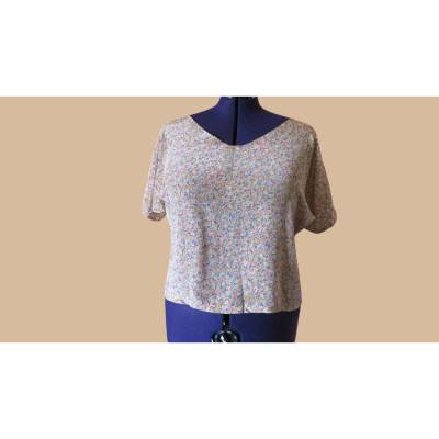 Schlupfbluse " Blumenwiese " Größe 40/42, leger und luftig