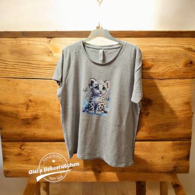 Weißes Leopard T-Shirt, Floral Grafik T-Shirt, Damen T-Shirt, Tier Print Shirt, Natur Liebhaber