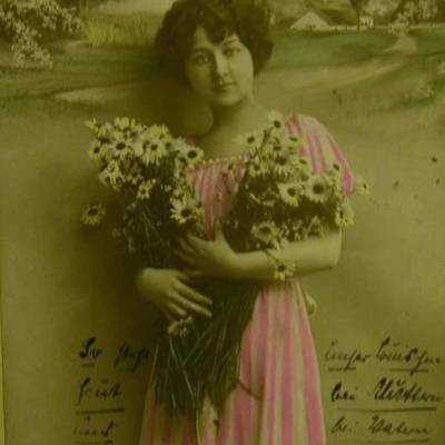 AK-Herzlichen Glückwunsch zum Geburtstag,beschrieben,gelaufen,13.8.1917
