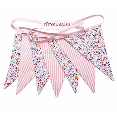 Wimpelkette mit 11 Wimpeln ...rosa...geblümt...Stoffgirlande
