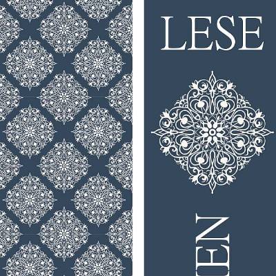 10 Lesezeichen Blumenornament, beidseitig bedrucktes Buchzeichen mit filigranem Ornament Weiß auf Dunkelblau