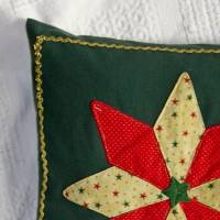 Weihnachtskissen Stern  Patchwork Kissenhlle mit Weihnachtsstern,  dunkelgrn & rot, handgemacht, Geschenkidee Oma, Opa