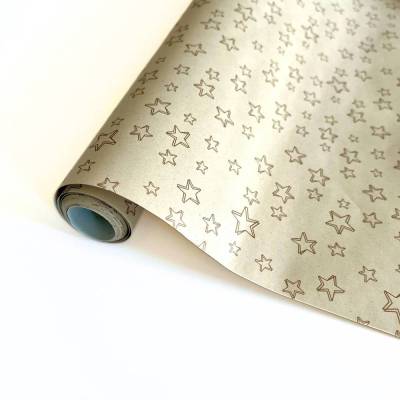 Geschenkpapier STERNE festes Kraftpapier 3m Rolle 50cm breit hübsche Geschenkpapierrolle für Weihnachtsgeschenke