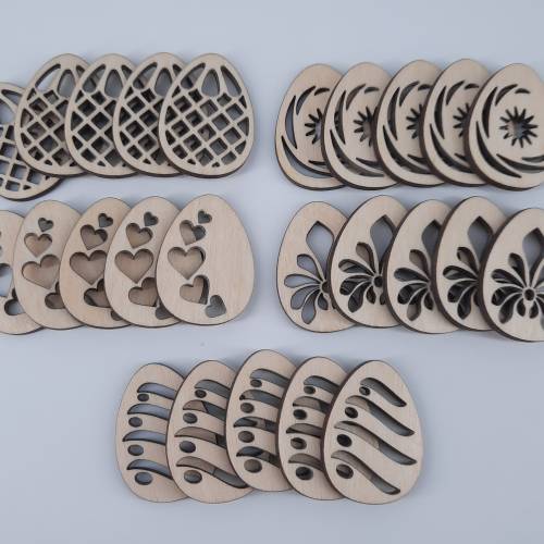 Oster Streudeko 25 teilig Holz Ostereier gemustert zum basteln dekorieren, verzieren bemalen Tischdekoration DIY