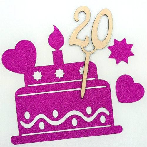 Cake Topper Tortendekoration Holz 20. Geburtstag Tortenstecker Torte Deko Kuchenstecker Tortendekoration DIY