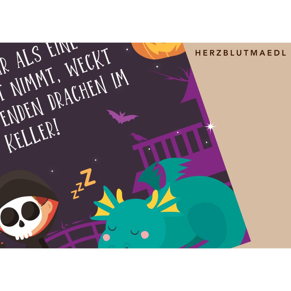 Gruselige Halloween Haus Deko - Türschild mit Skelett Motiv als Print in DIN A4 | Einzigartige Halloween Dekoration | Ki Bild 8