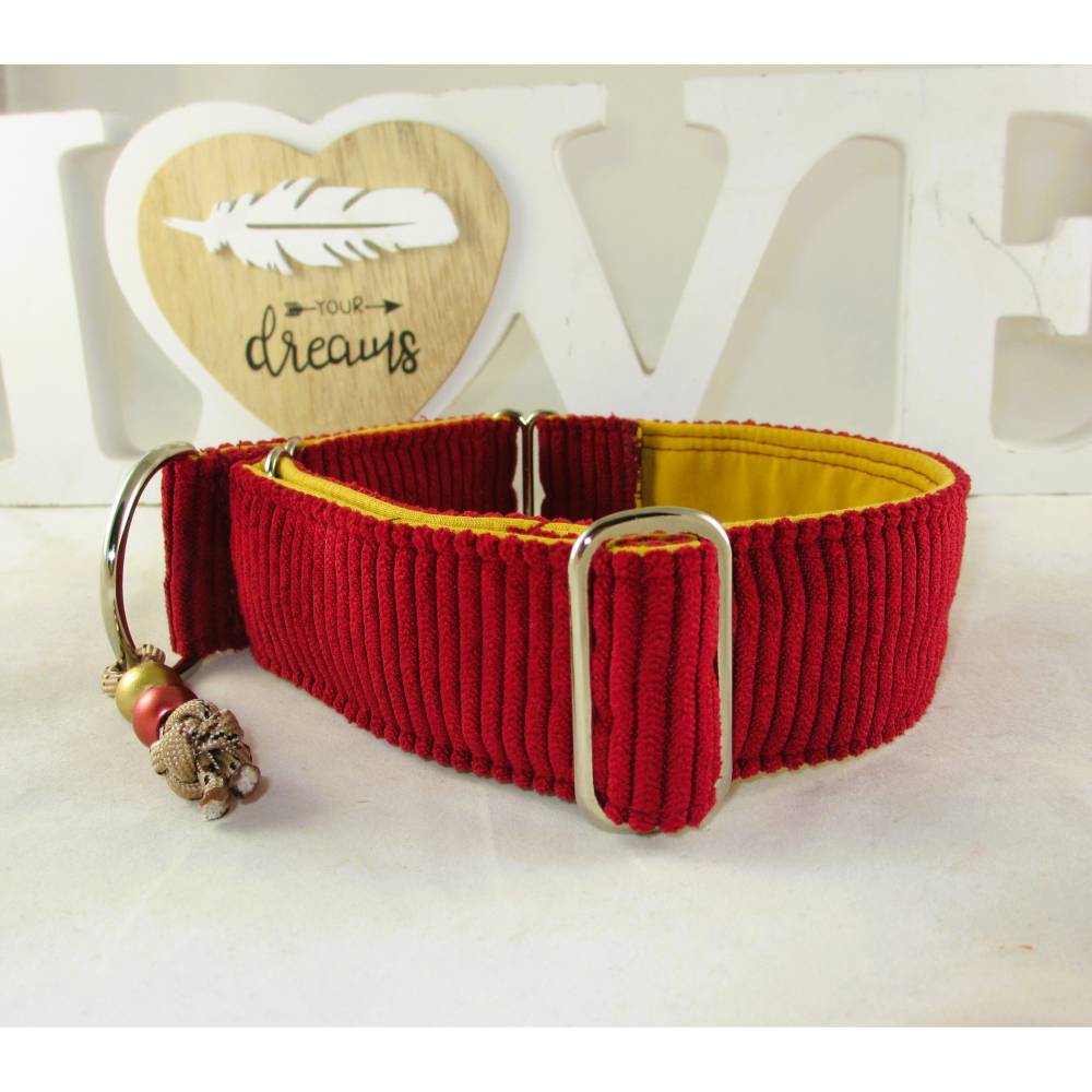 Hundehalsband Red  Breites Windhundhalsband, Martingale, verstellbar mit  Zugstopp