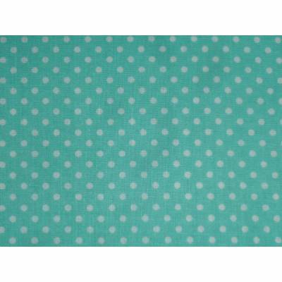 0,65m RESTSTÜCK Stoff Baumwolle Punkte weiß auf türkisgrün / aqua green 2mm