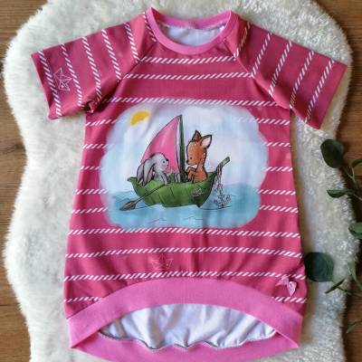 Gr. 104 Tunika / Shirt * Hase und Reh im Boot