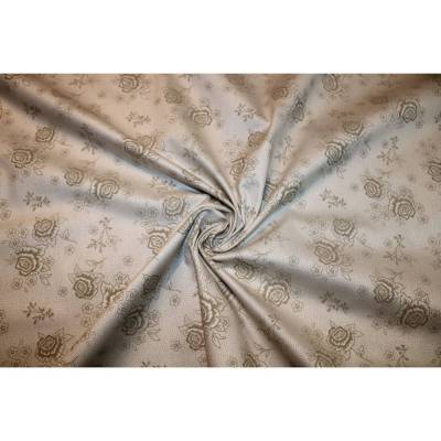 0,45m RESTSTÜCK Dirndl-Stoff Blumen Rosen beige auf creme Baumwollsatin