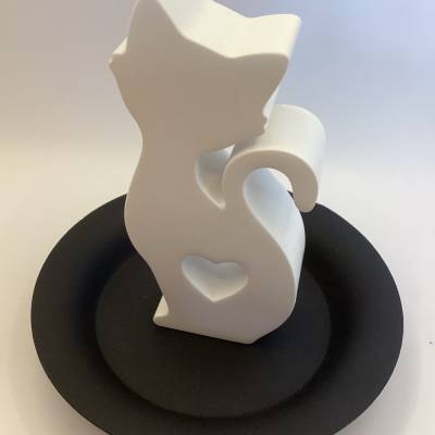 Katzen Figur mit Herz,  aus Raisin,