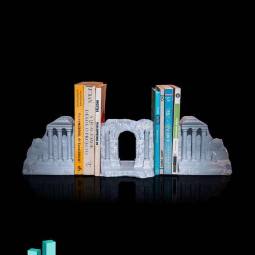 Buchstützen-Set im Antiken Ruinen-Design – Dreiteiliges Ensemble für Ihr Bücherregal