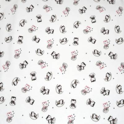 Jersey Digital Baumwolljersey Stoff Kleine Eule wollweiß 
