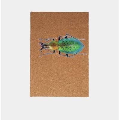 Notizbuch "Käfer" aus KORK mit Lesezeichen, Hardcover A5 mit 96 Blatt, 80 g/qm, gepunktet.